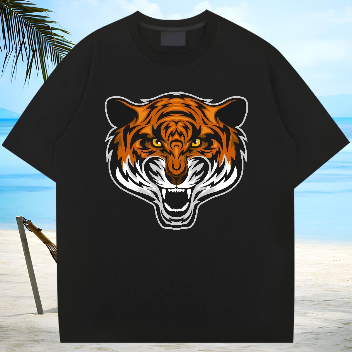 Popular Men T Shirts tiger Breathable Crew Neck Casual Oversized 230g Cotton Couples T Shirts Stylist Clothings