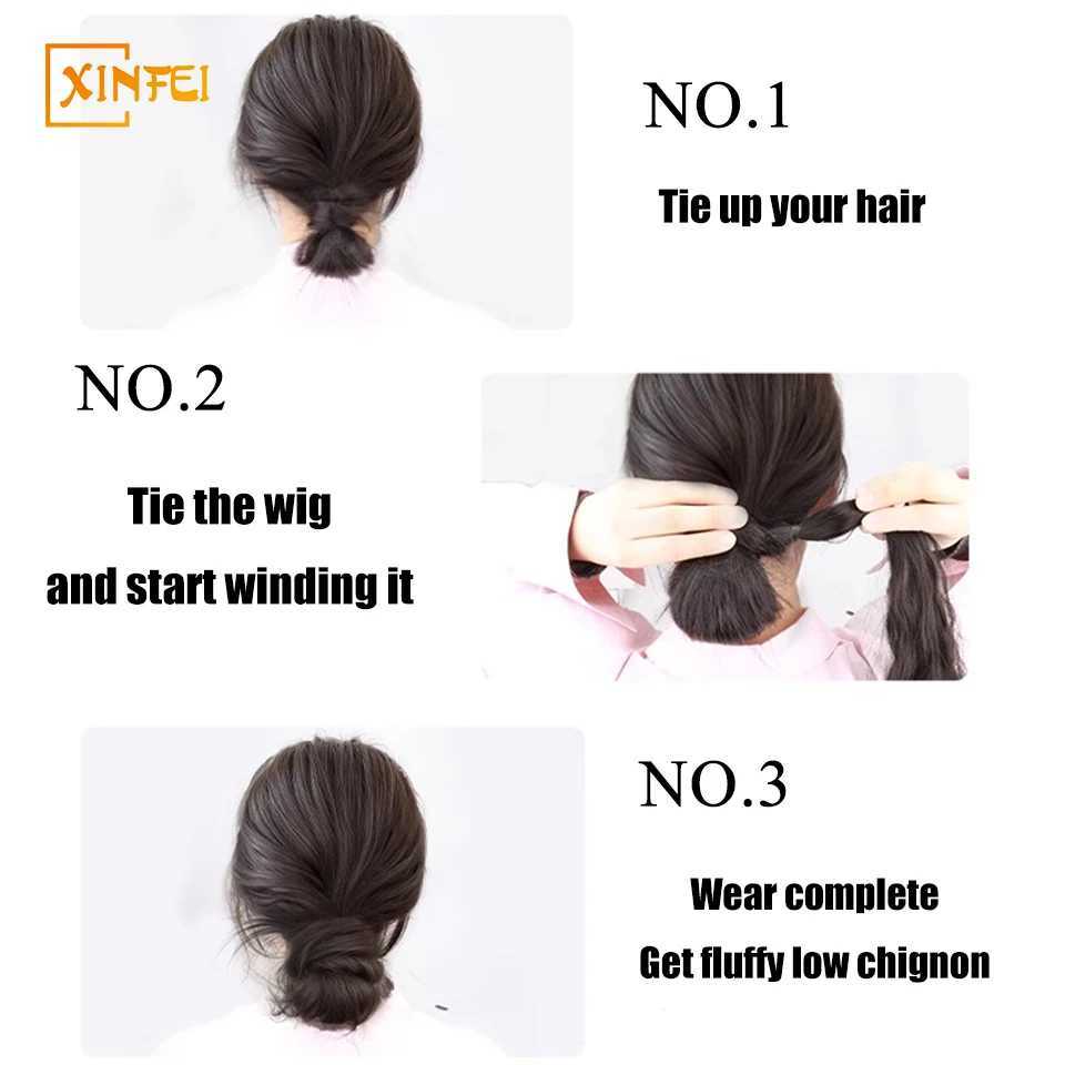 Synthetic wig hair tie womens hair new style self curling Chignon low tie ponytail fluffy high gloss hairstyle W240817