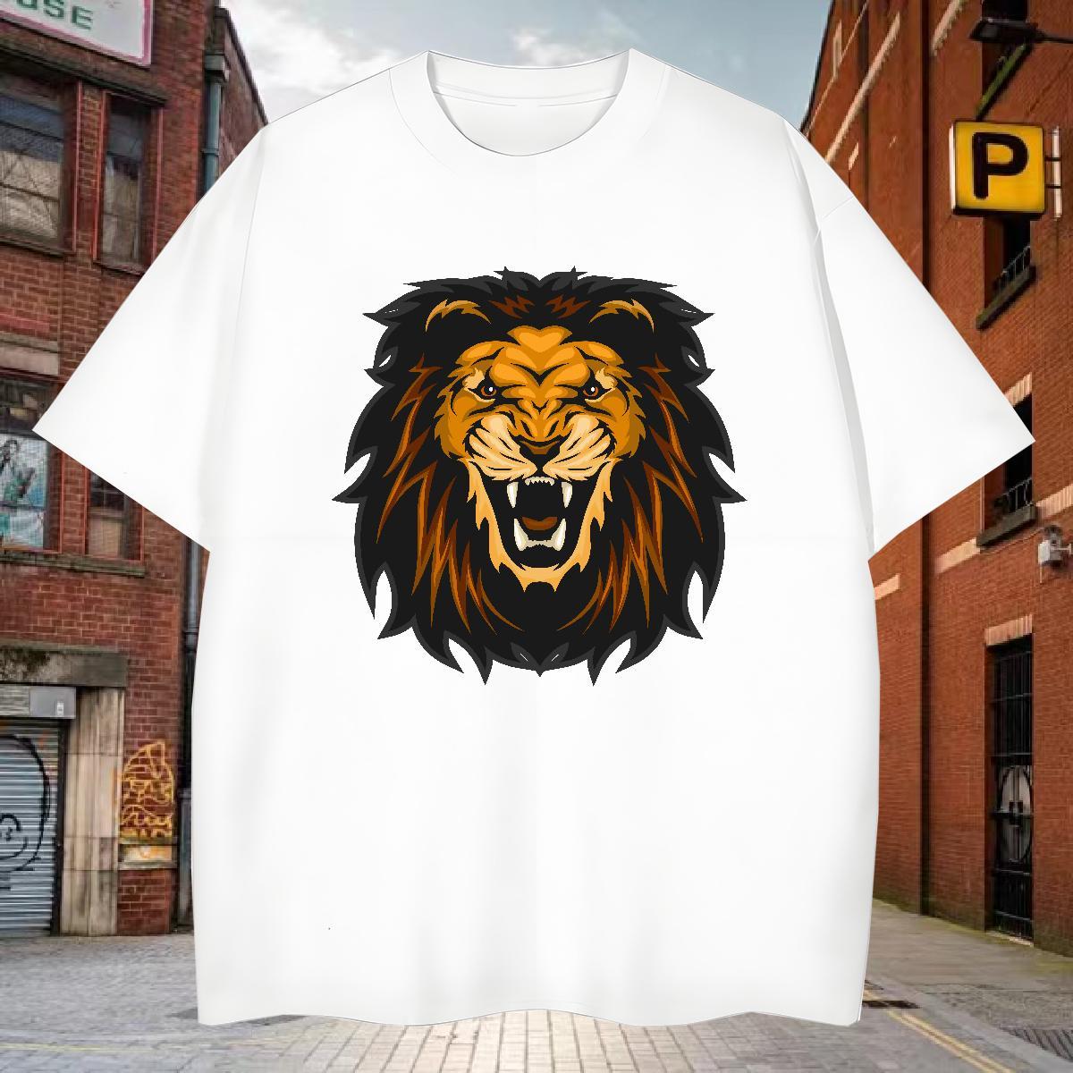 High Quality T Shirts Men lion Crew Neck Casual Beach Custom Big Size 230g Cotton Men Tshirts Stylist Wear