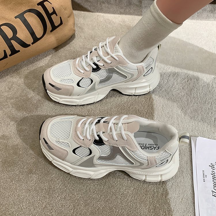 Ddmysports Mesh Breathable Sports New Fly Woven Casual Fashionable And Trendy Women S Thick Soled Mesh Shoes Korean Version Of Dad OUTDOOR