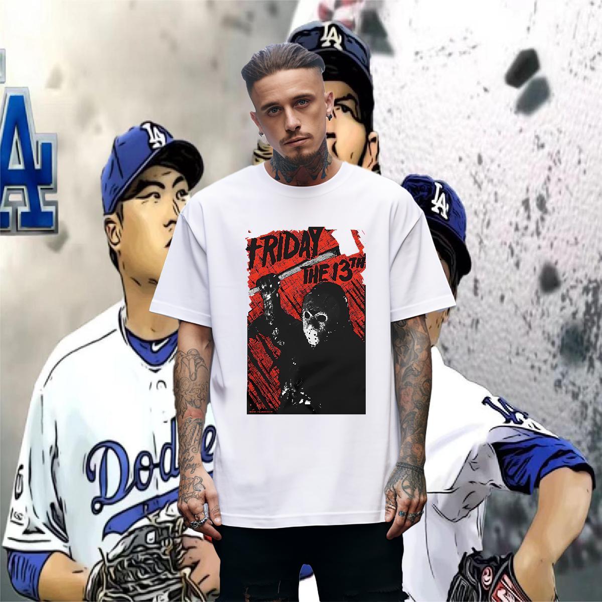 2024 scary Men Tshirts 230g Pure Cotton Man T Shirts Custom Anime Casual O Neck Short Sleeves High Quality Tee Shirt