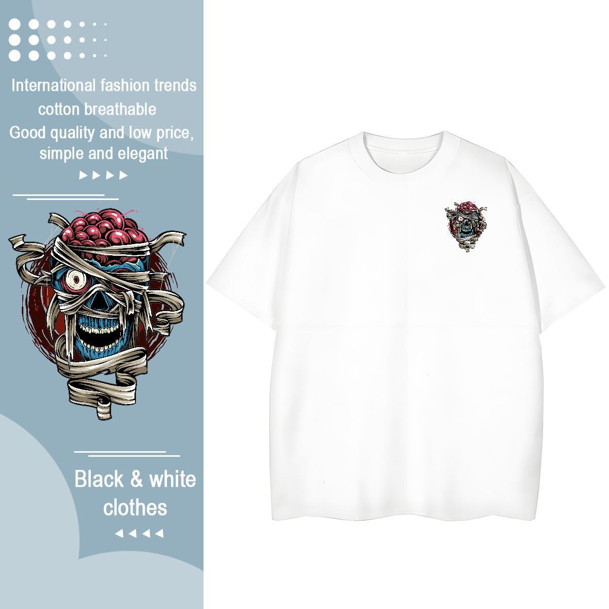 Factory Direct Mens Tshirts Halloween Street 230g Cotton Top Tees Breathable Loose Fit T Shirts Men Oversized 4XL