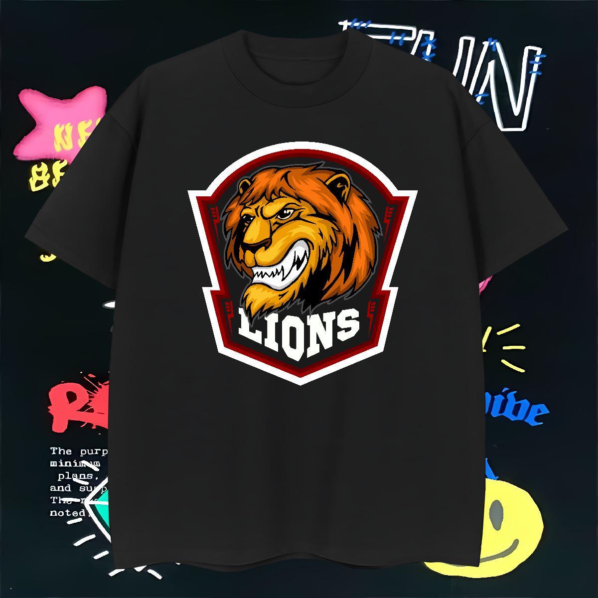Fashion Casual Men Tshirts lion Street Casual 230g Cotton Tees Breathable Crew Neck Loose Men T Shirts DIY Printed