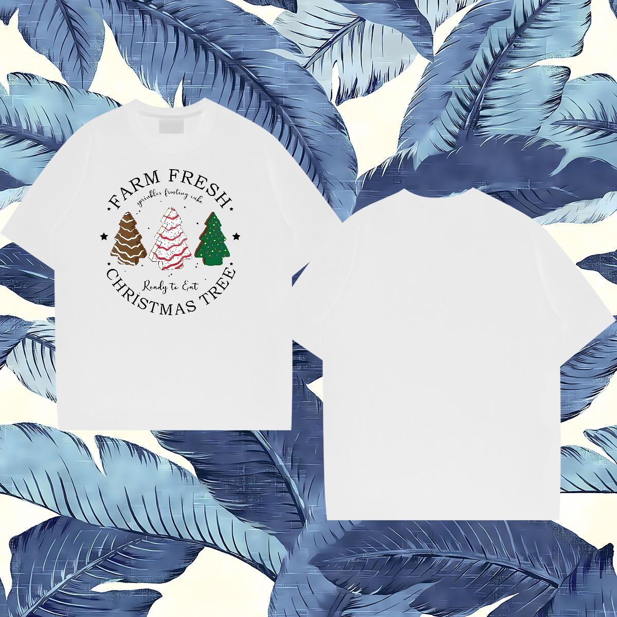 DIY Customized Couples T Shirts christmas trees Outdoor 230g Cotton Wear Round Neck Short Sleeve Designer Men T Shirts Custom Big Size