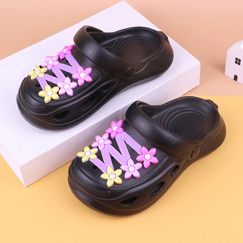 New summer children's Baotou cool slippers with soft soles for women and men, featuring anti-collision and anti slip perforated shoes