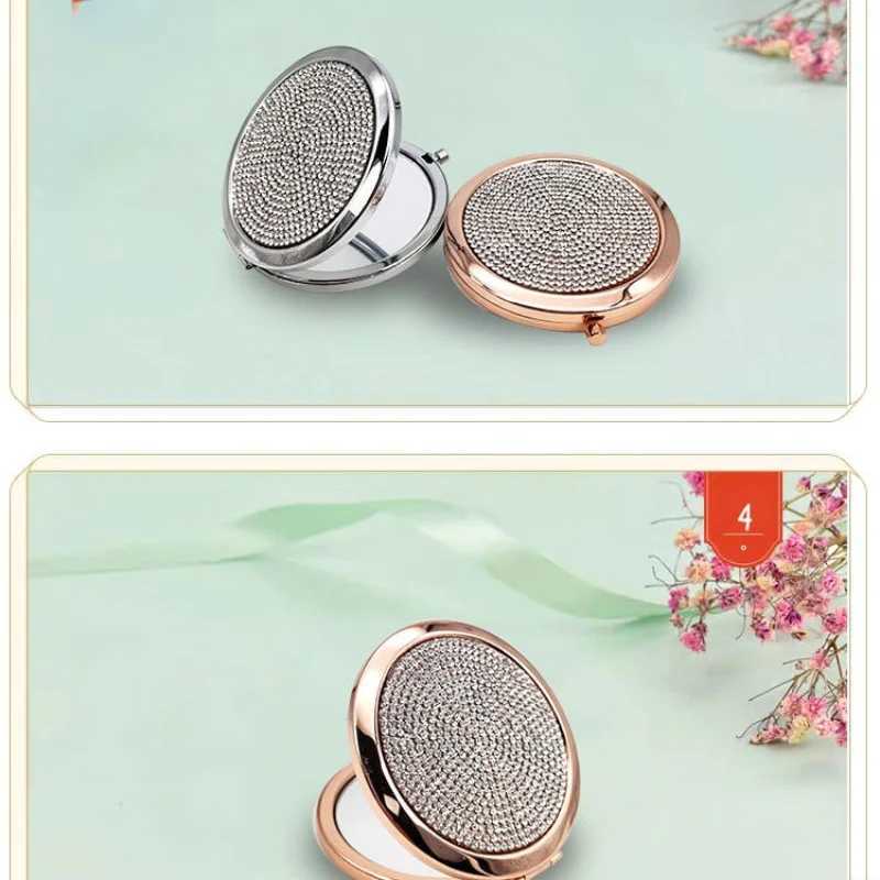Compact Mirror Travel Exquisite Makeup Tools Rose Gold Round Portable Folding Makeup Mirror Put in Pocket Double-sided Mirror Y240819
