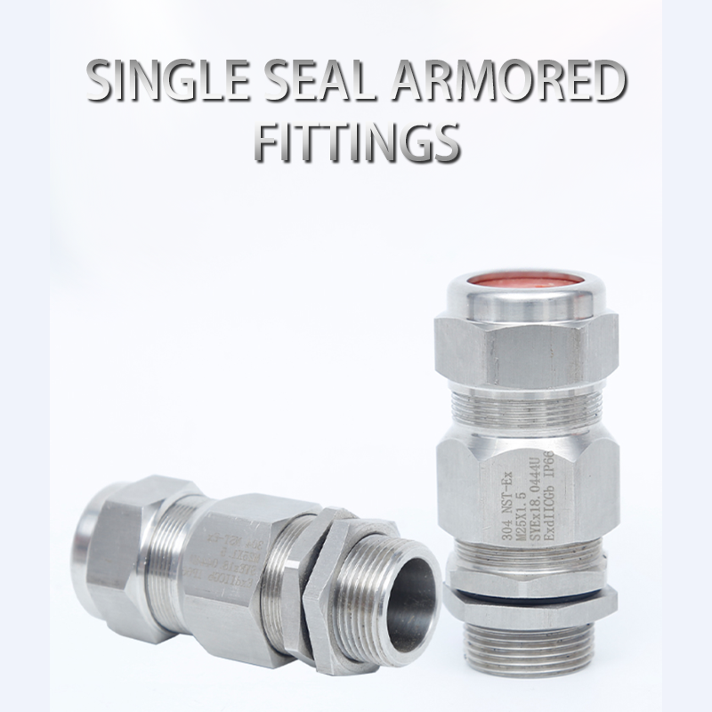Stainless steel joint Single sealed armored gland head 304 stainless steel explosion-proof stuffing box gland waterproof cable clamping sealing joint 