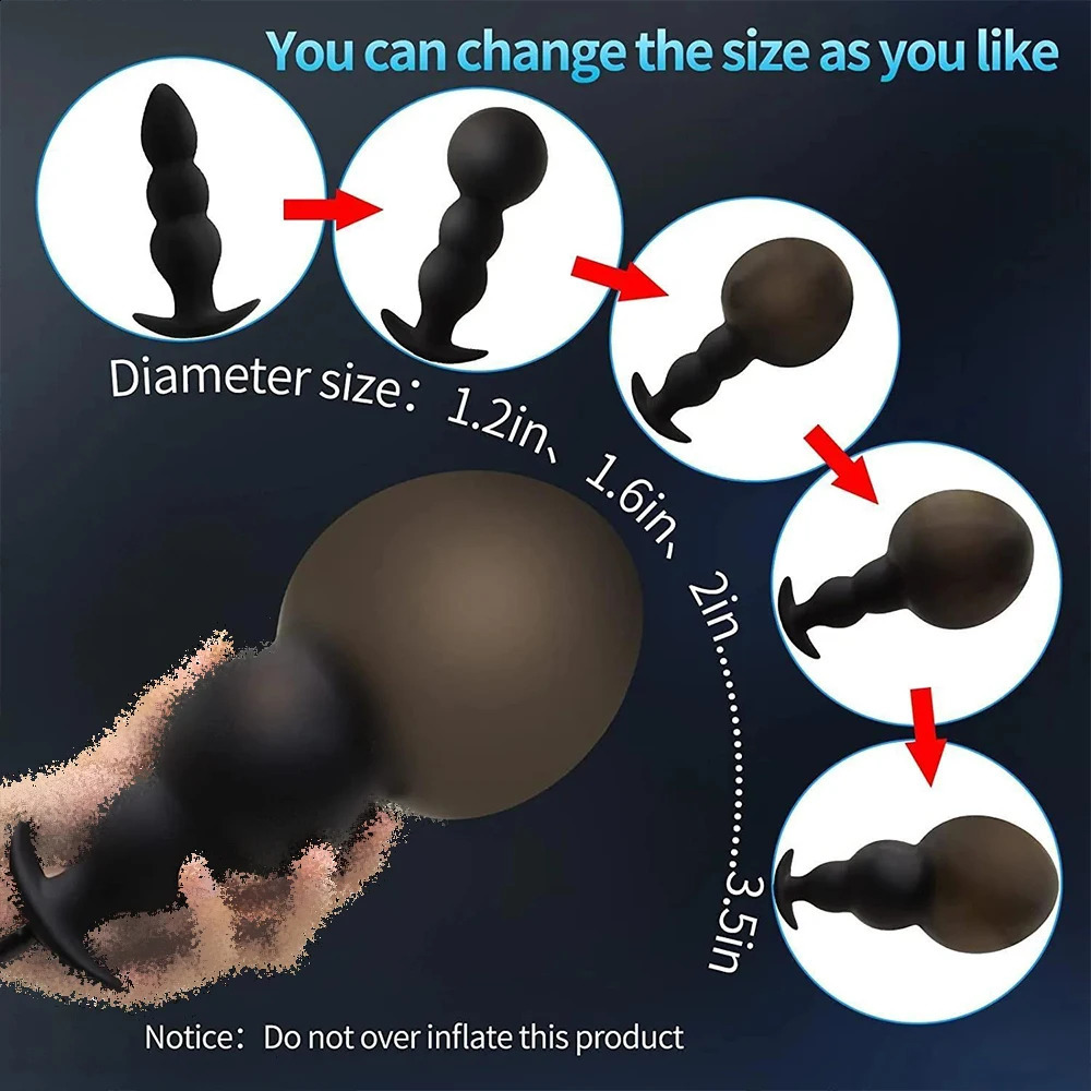 Adult G spot Expansion Stimulator Inflatable Anal Butt Plug Dilator Big Dildo Insertion Sex Toy Male Prostate Massager 240813