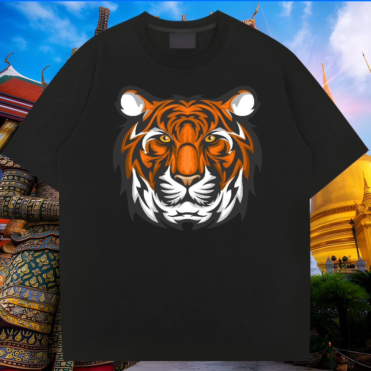 Designer Man T Shirts tiger Breathable Short Sleeve Sports Casual Black Oversized 100% Cotton 230g Men Tshirts New Arrival Polos