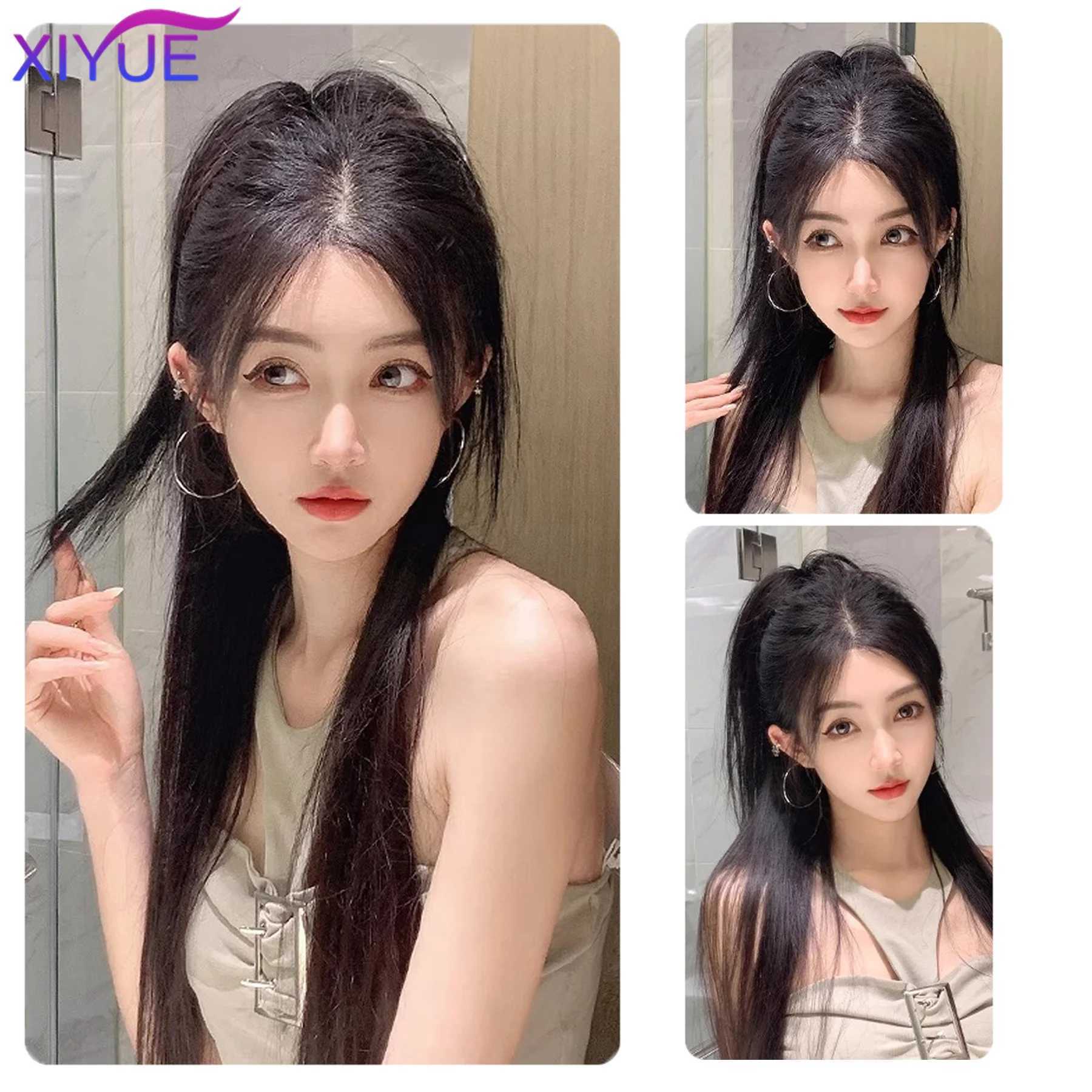 XIYUE synthetic ponytail claw clip ponytail extension short curly ponytail natural wig ponytail womens ponytail black hair clip W240817