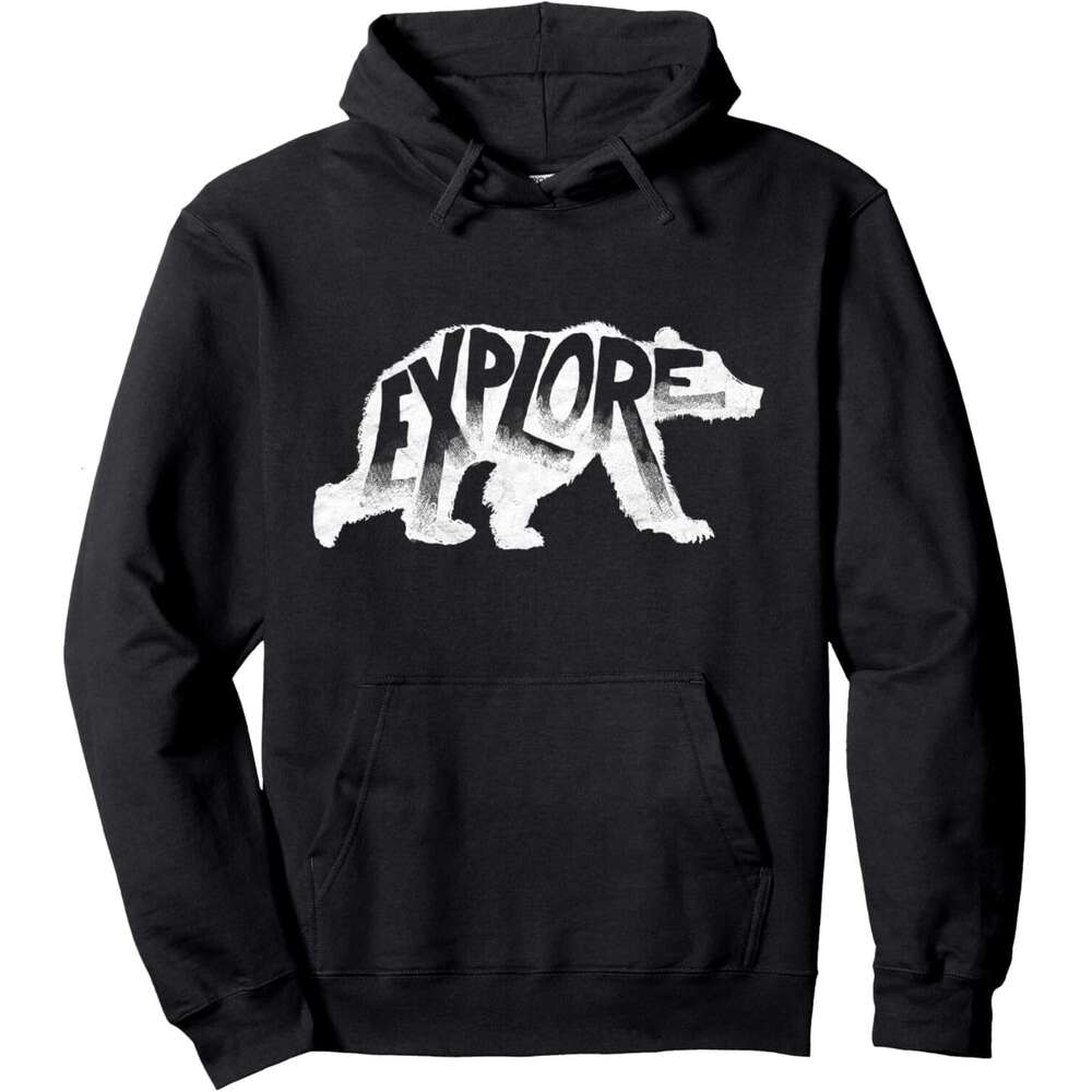 Hoodie for Mens Womens EXPLORE! Vintage Polar Bear Typography Retro Outdoor Pullover Hoodie Hoodies sweatshirt pullover jacket Long sleeve