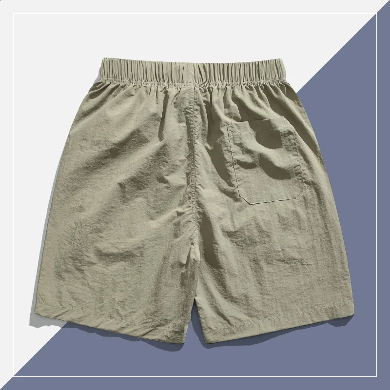 Japanese retro polyamide fabric mens summer thin five point beach pants bathroom 240819