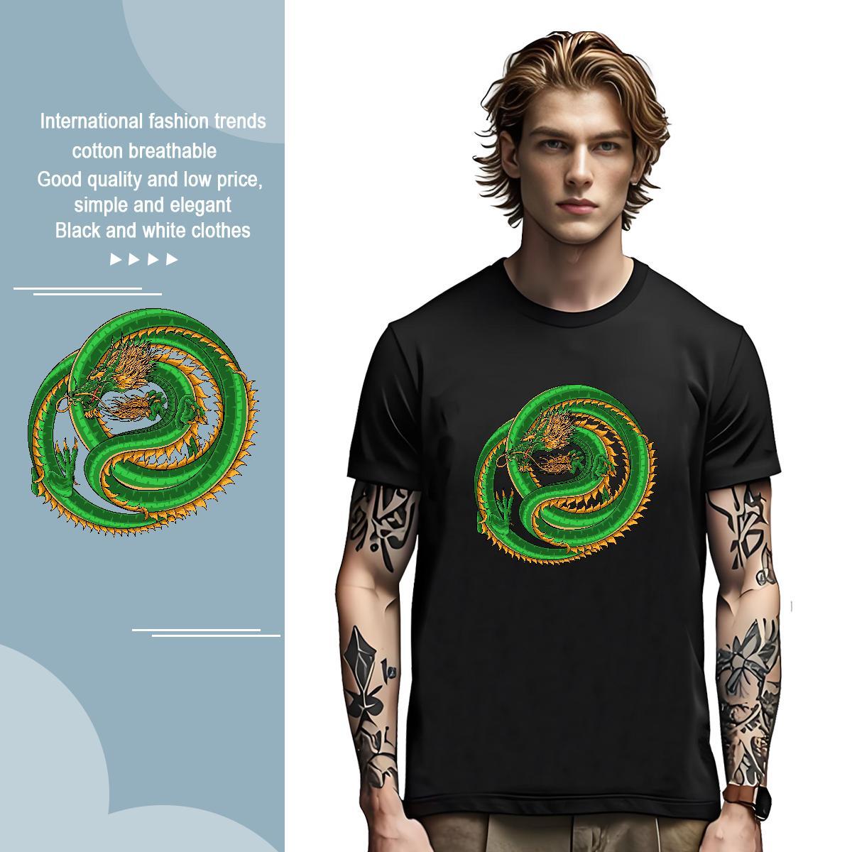 Cool Design dragon T-Shirts for Men Sport Men Tops Tees 100% Cotton 230g Fashion Round Neck Short Sleeve Oversized Wear