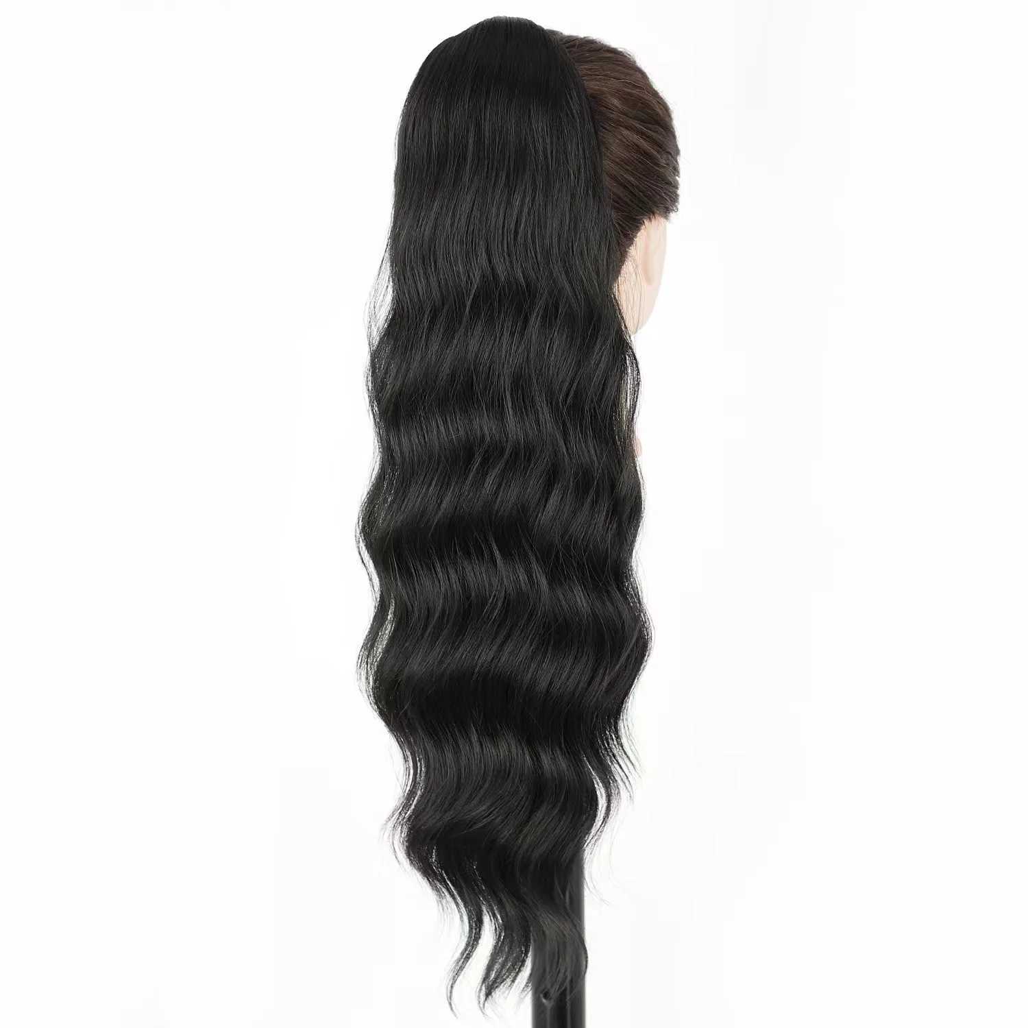 Synthetic fiber water tear long curly hair string ponytail W240817