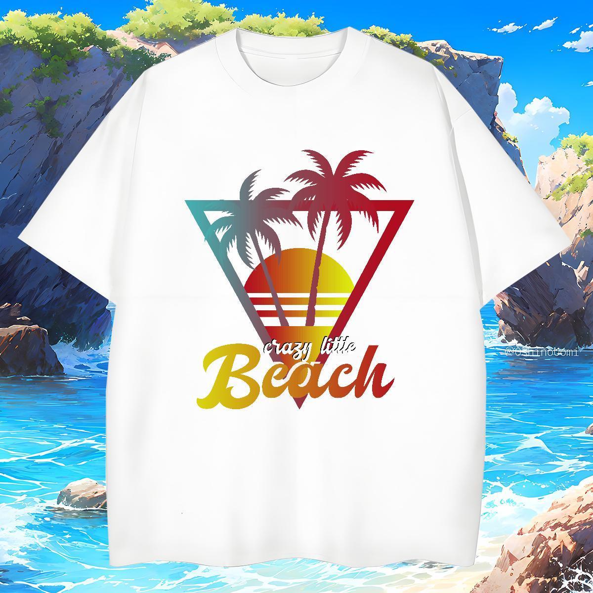Soft beach 230g 100% Cotton Tshirts Summer Casual Breathable Crew Neck T-Shirts Custom DIY Anime Tees
