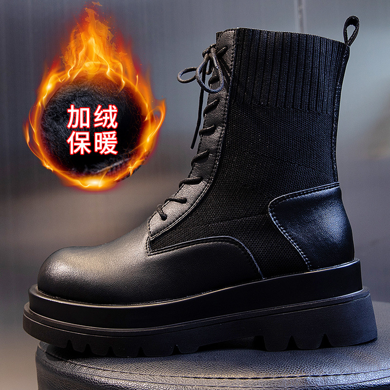 Ddmysports New Autumn And Winter British Style Thick Soled Martin Boots For Women Short Socks With A Middle Tube Made Of Genuine Leather Wenzhou S Sho