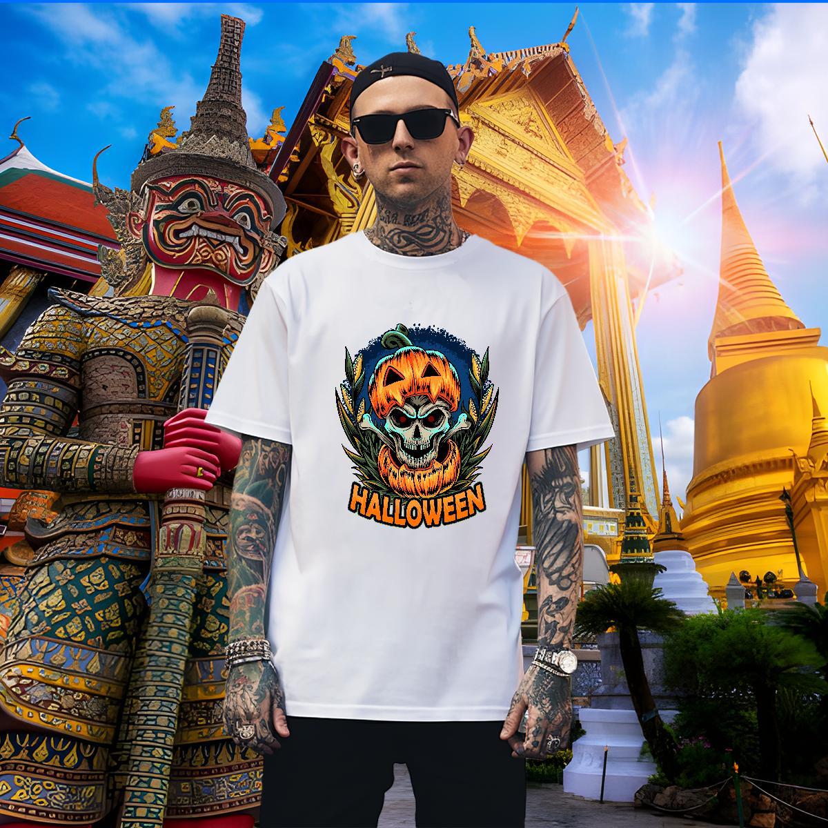 Wholesale Men T Shirts halloween Breathable Short Sleeve Casual Daily Wear Custom Big Size 230g Pure Cotton Men Tshirts New Designer Clothings
