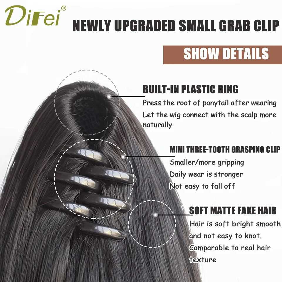 DIFEI ponytail synthetic wig womens grip high weave natural micro curly wig fluffy long straight curly fake hair ponytail W240817