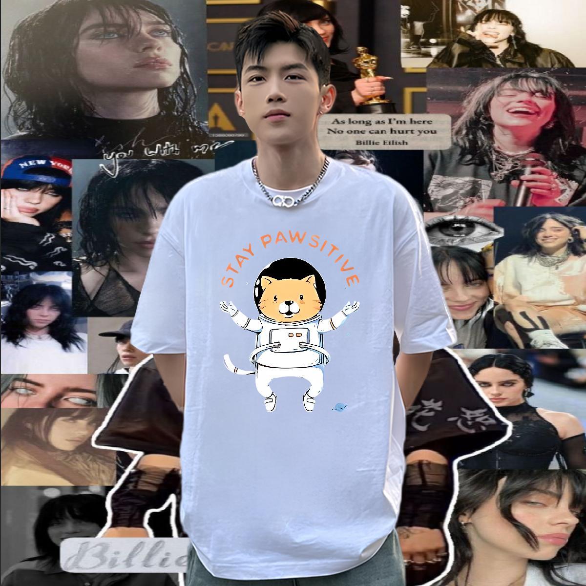 2024 Men Clothes T-Shirt cat Sport 230g Cotton Top Tees Breathable Crew Neck Popular T shirt Custom Printed