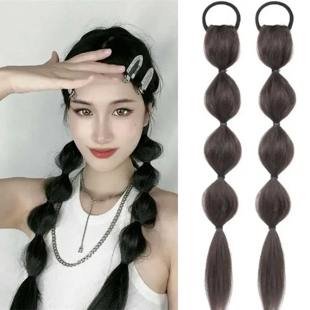 Female Bubble Plaque Synthetic Wig Double Ponytail Hair Extension Sweet Cold Simulated Hair Natural Temperature Artificial Wig W240817