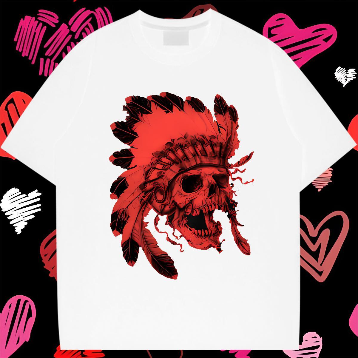 Classic scary Men Clothes T-Shirt 100% Cotton 230g Men T Shirts Oversized Beach Round Neck Short Sleeve Cool Wear