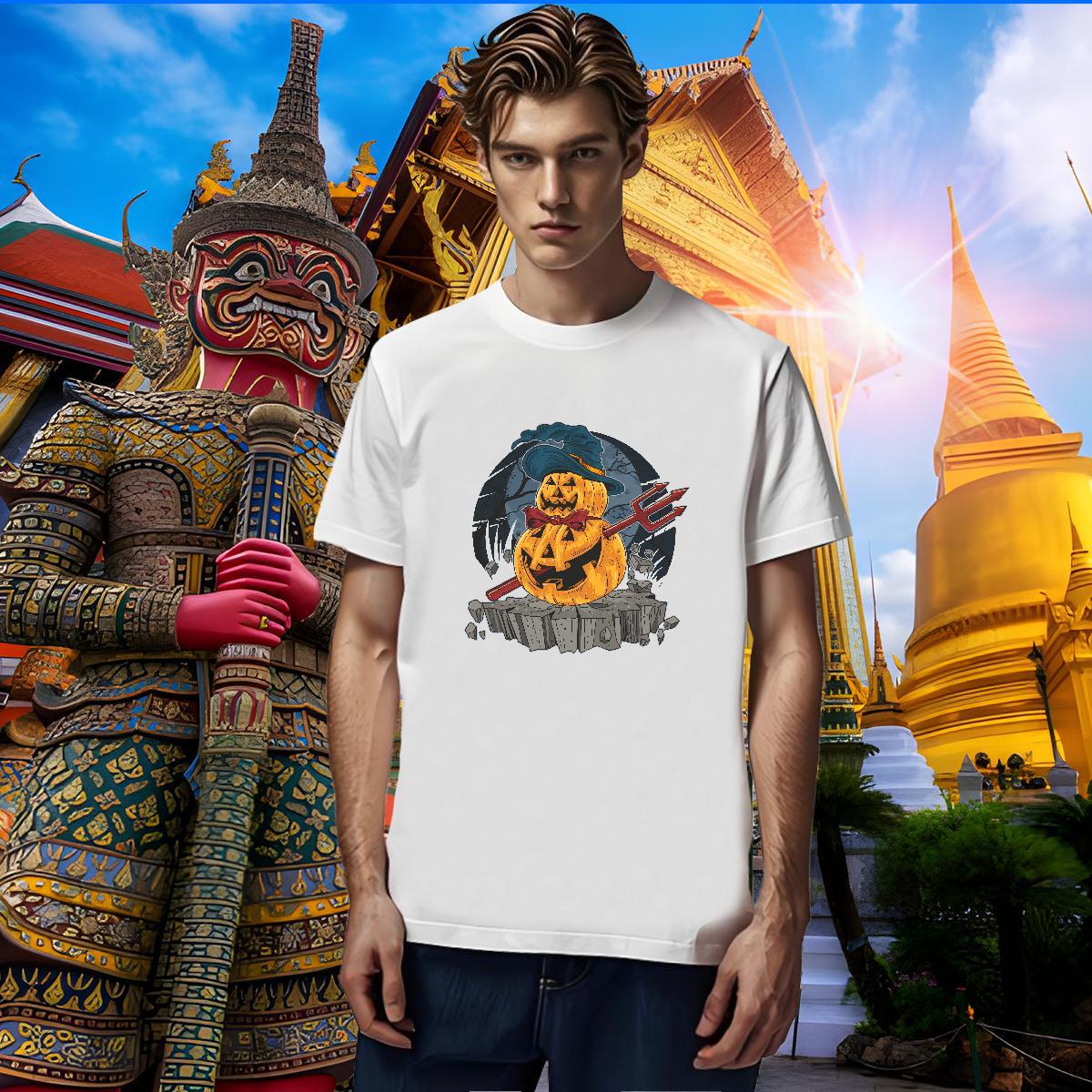 Unisex Men T Shirts pumpkin Breathable Daily Wear Custom Cartoon 100% Cotton 230g Mens Tshirts Fashion Designer Tops Tees