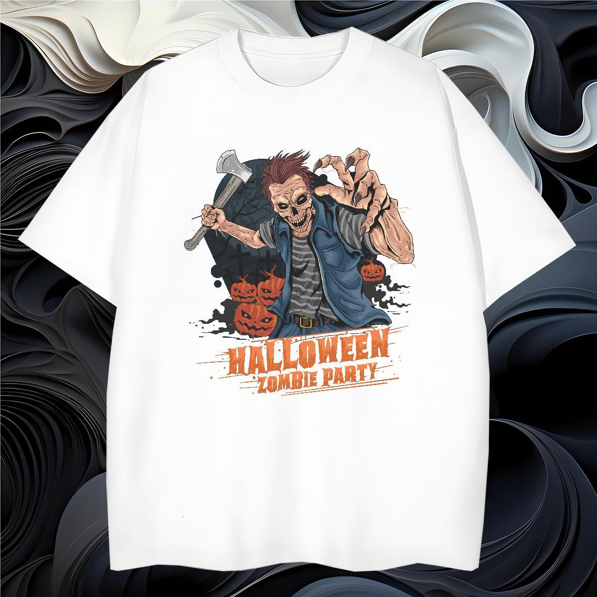 Cool T Shirts Men zombie Breathable Soft Outdoor DIY Printed 230g Cotton Tshirts 2024 Designer Tee Shirt