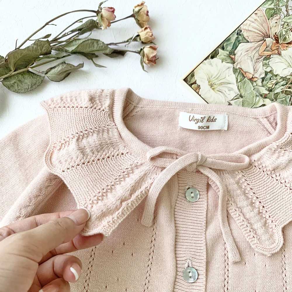 Baby Girls Cotton Knitted Coat Girl Pink Sweet Cardigan Toddler Kids Autumn Winter Clothing 2-7YXJ240819