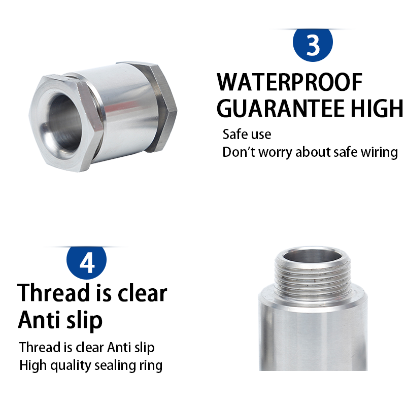 Marine-Grade Stainless Steel Stuffing Box with Cable Seal Durable Waterproof Connection (Models TJ8/13/16/19/24)