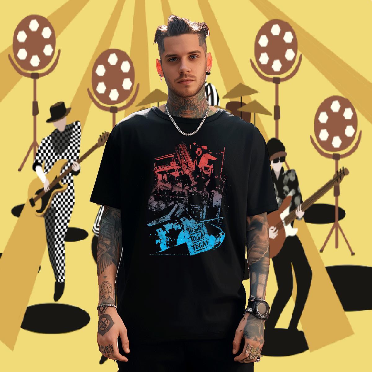 DIY scary Men Tshirts 230g Pure Cotton T shirt Plus Size Cartoon High Street Hip Hop Short Sleeve O-Neck Cool Clothings