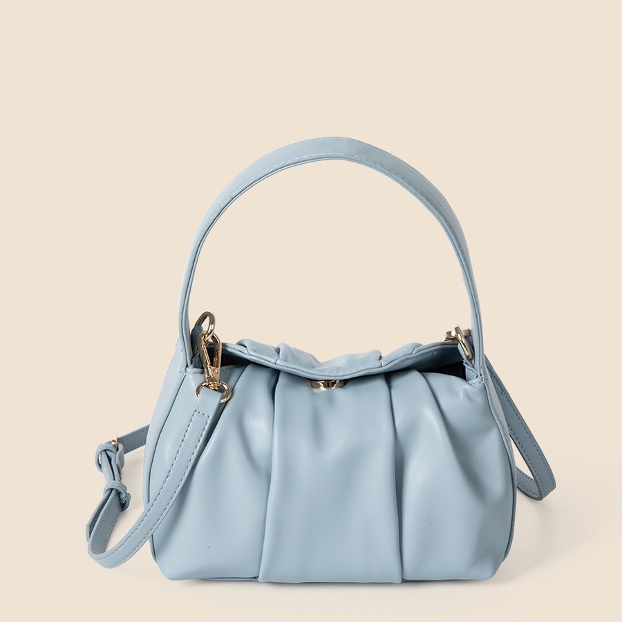 2024 New Folded Cloud Soft PU Fashionable Handheld Small Square Bag, Unique and High end Single Shoulder Crossbody Bag