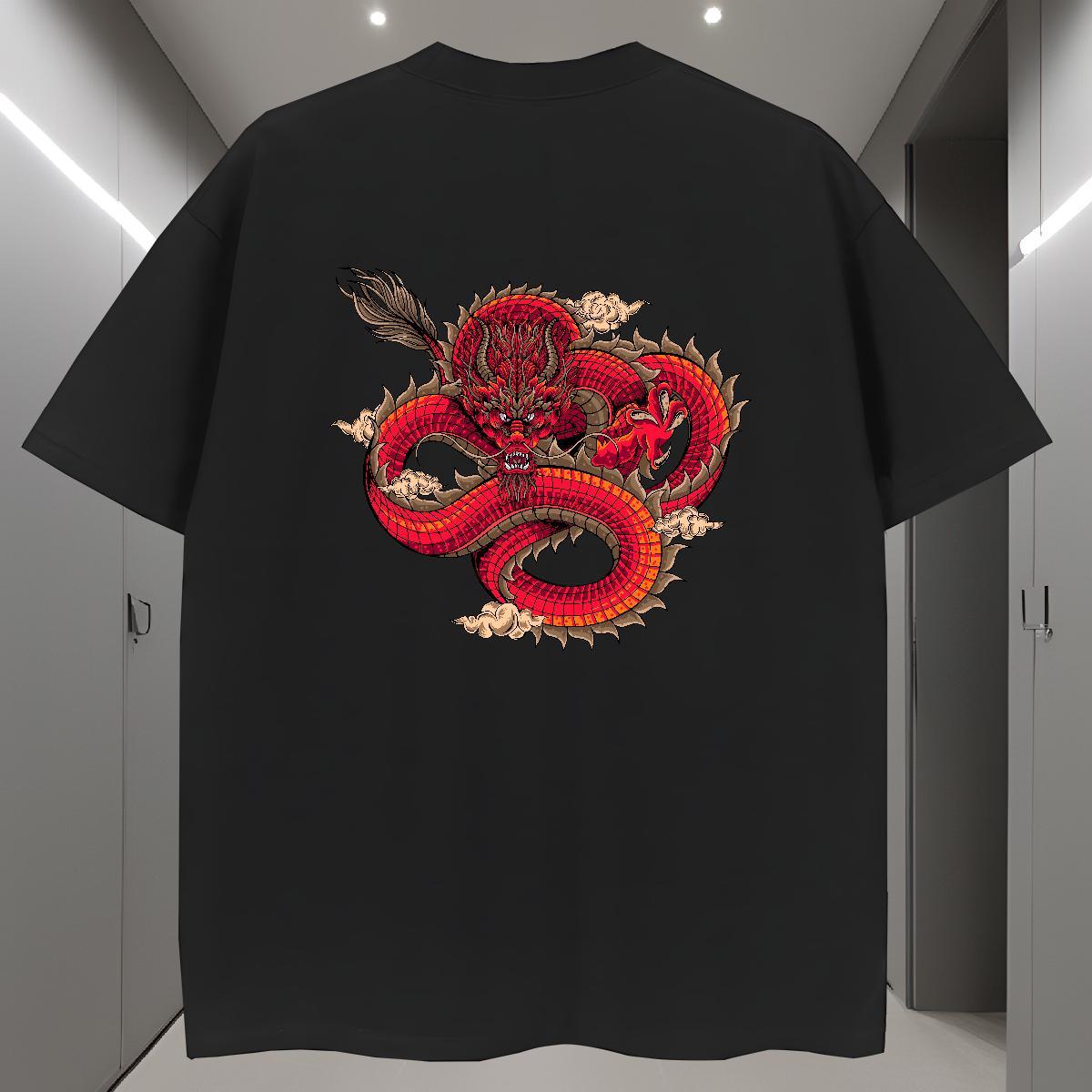 T Shirt For Man 230g Pure Cotton angry Street Casual Crew Neck Breathable Cartoon Printing L-4XL Tshirt for Man Woman Brand Cool Design Clothings