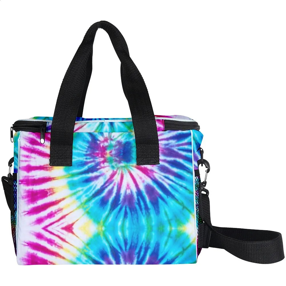 Classic Youthful Home picnic Crossbody Tie-dye Colorful More Big Lunch Bag 3D Print Thermal insulation Food Handbags Ice Bags 240819