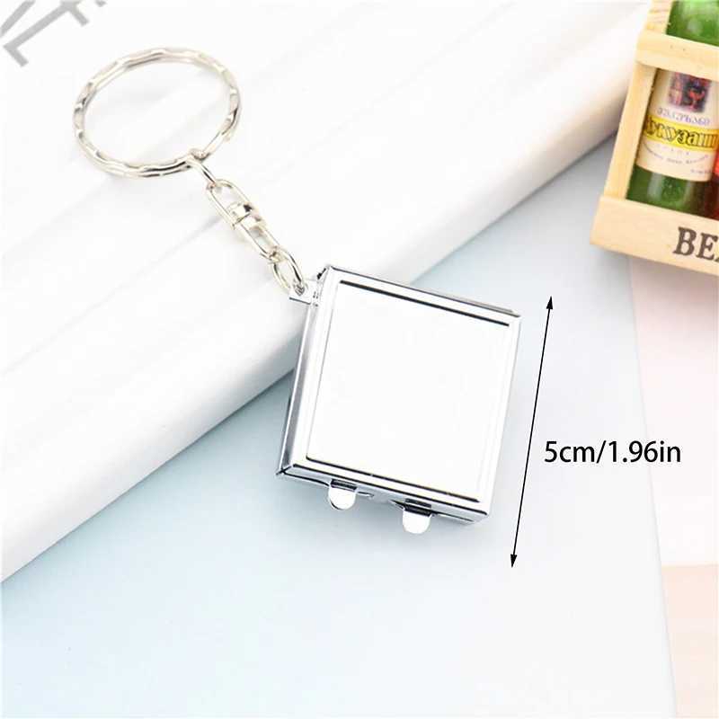Round Heart Oval Square Shape Double Sided Cosmetic Mirror Metal Folding Keychain Makeup Mini Mirror Y240819