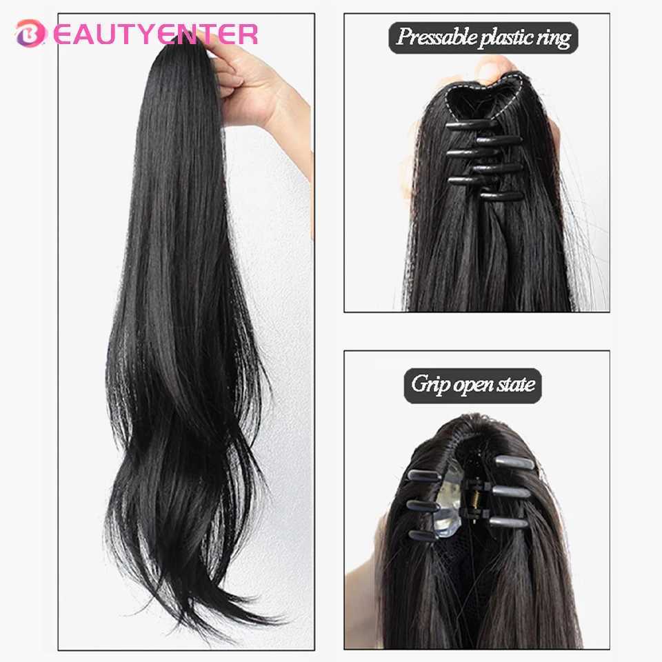 Wig ponytail grip micro curls long straight ponytail high mesh ponytail red female micro curls ponytail W240817