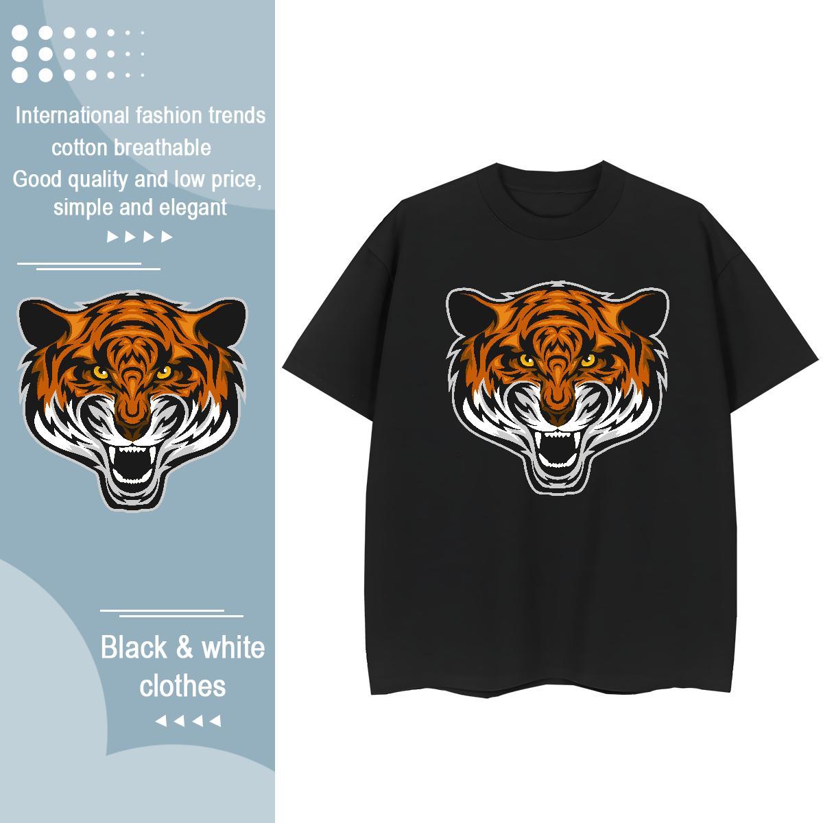 Brand Men T Shirts tiger Breathable Crew Neck Casual Daily Wear Custom Cartoon 100% Cotton 230g Tshirt for Man Woman 2024 Designer Tops Tees