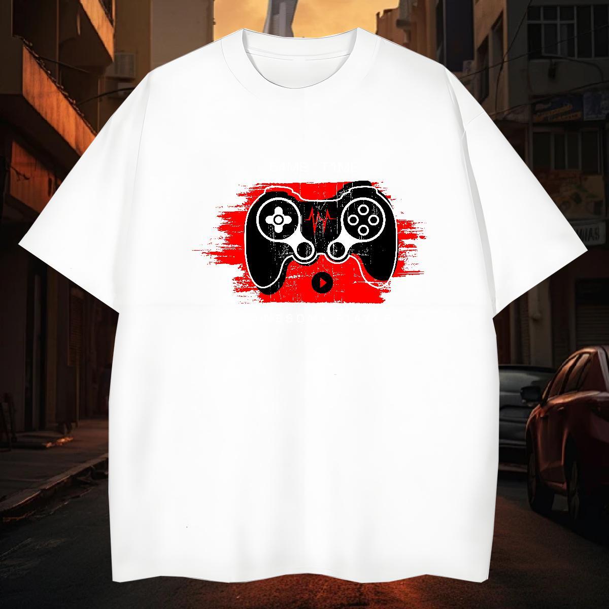 T Shirt For Man 100% Cotton 230g game Spring Summer O-Neck Short Sleeve Plus Size Cartoon Men Clothes T-Shirt 2024 DIY Loose Tees