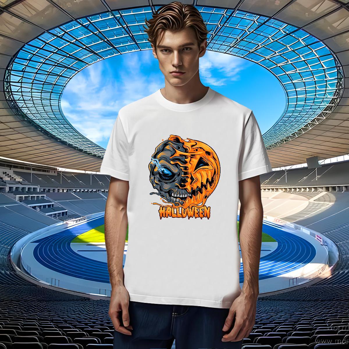 Designer T Shirts Men pumpkin Breathable Short Sleeve Street Cartoon Printing L-4XL 230g Pure Cotton Men Tshirts DIY Customized Tee Shirt
