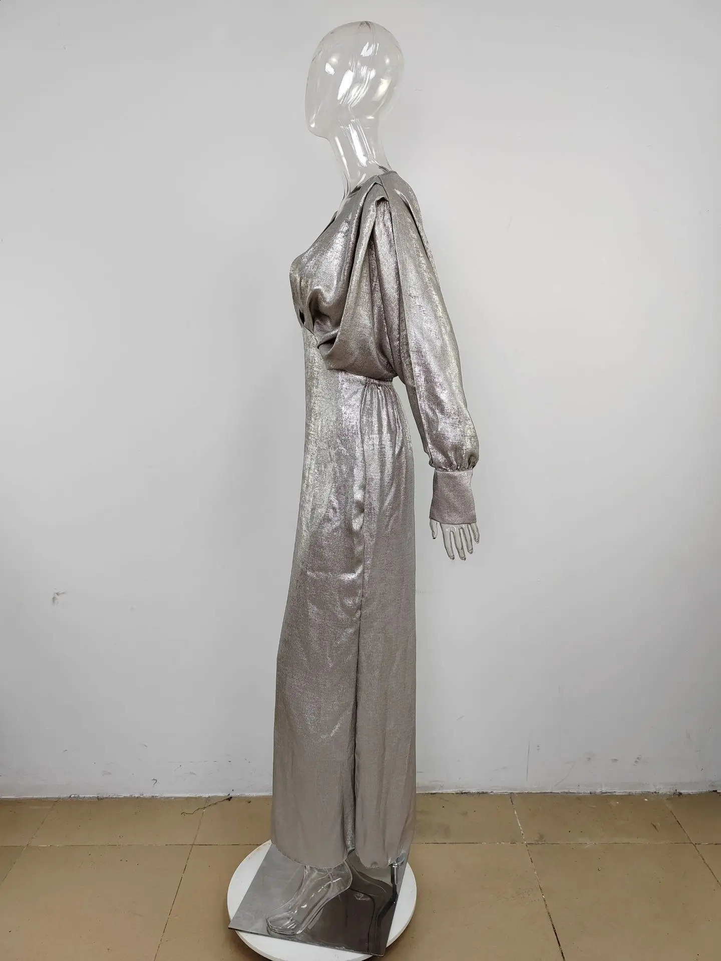 CM.YAYA Women Stretch V-Neck Full Batwing Sleeve Maxi Long Dress Summer Evening Sexy Night Club Birthday Party Dresses 240819