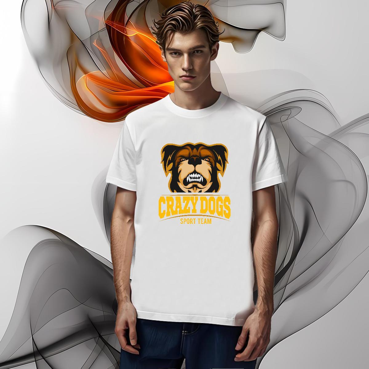 Brand Men T Shirts crazy dog Breathable Crew Neck Street wear Hip Hop Oversized 4XL 230g Pure Cotton Men Tshirts Wholesale Tees Shirts