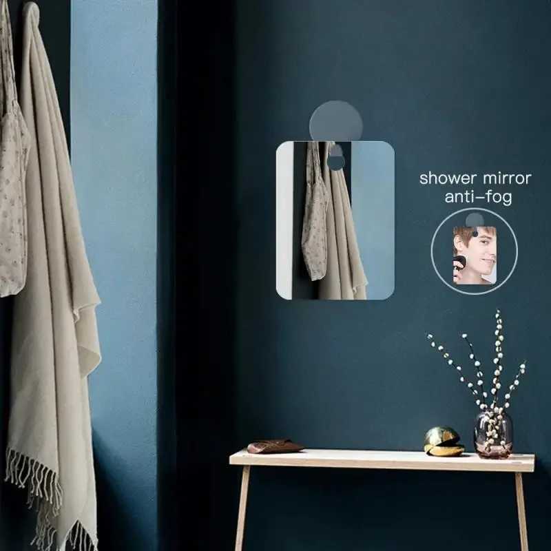 Acrylic Anti Fog Mirror Shower Shaving Fogless Mirror Washroom Travel Accessories For Women Makeup Man Shaving Bathroom Tools Y240819