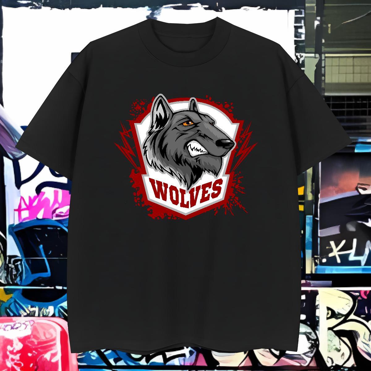 Cool Men T Shirts wolf O Neck Short Sleeves Street Casual Custom Cartoon 230g Cotton Couples T Shirts Factory Direct Wear