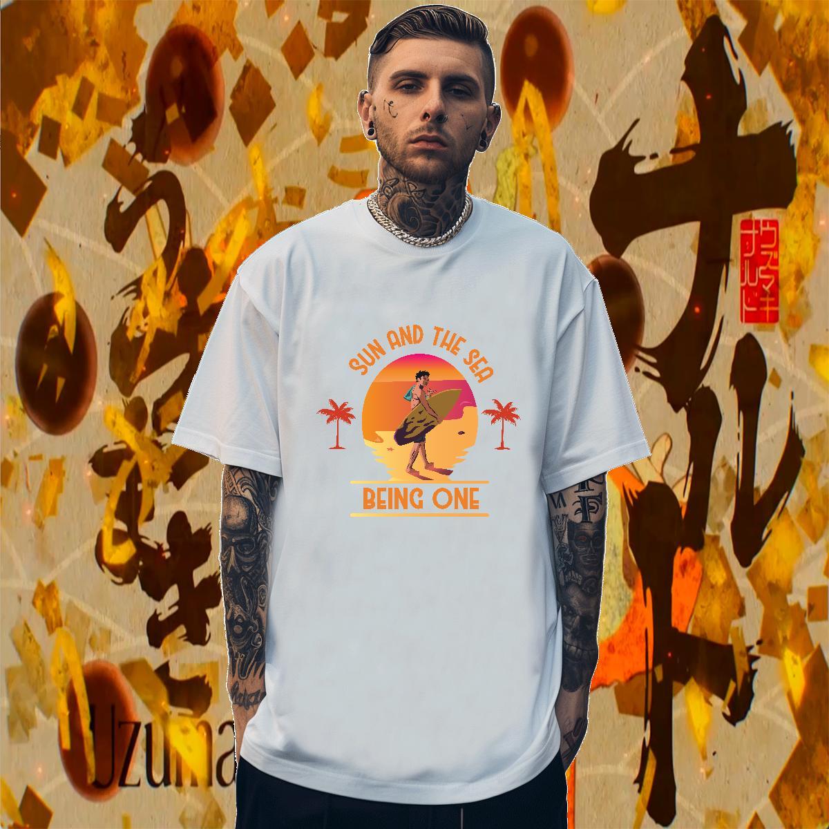 TOP Quality Men Tees Hip Hop Street 230g Cotton Black Oversized O-Neck Short Sleeve sea T-Shirts Customized Tops Shirt