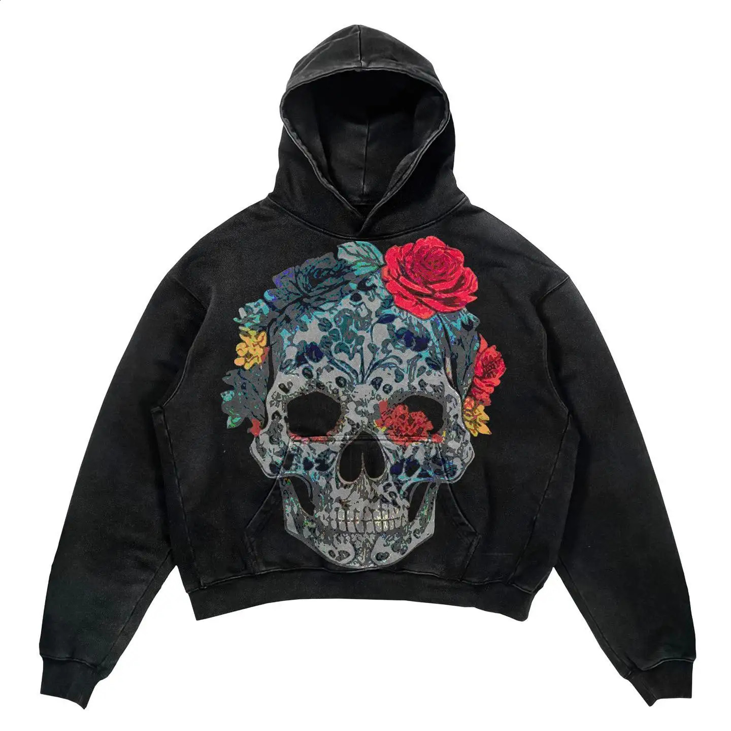 Harajuku Flame print hoodies women grunge oversized sweatshirt hoodie goth y2k tops streetwear gothic men clothes 240819