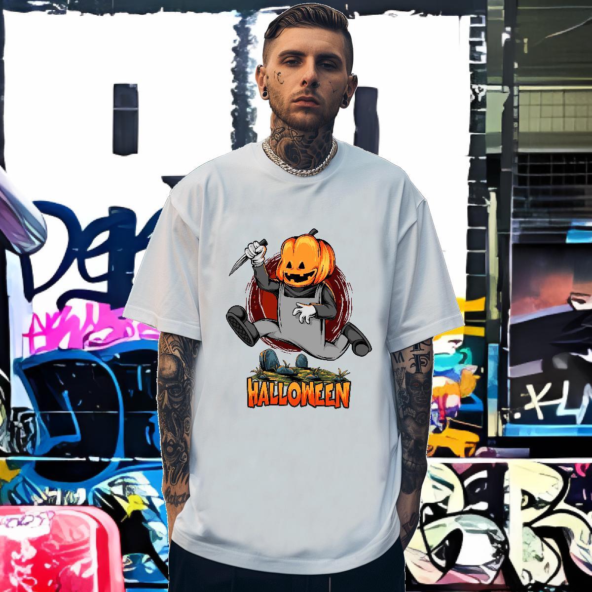 Cool Design T-Shirts halloween Crew Neck Daily Wear Custom Big Size 230g 100% Cotton Men Tshirts Wholesale Tee Shirt