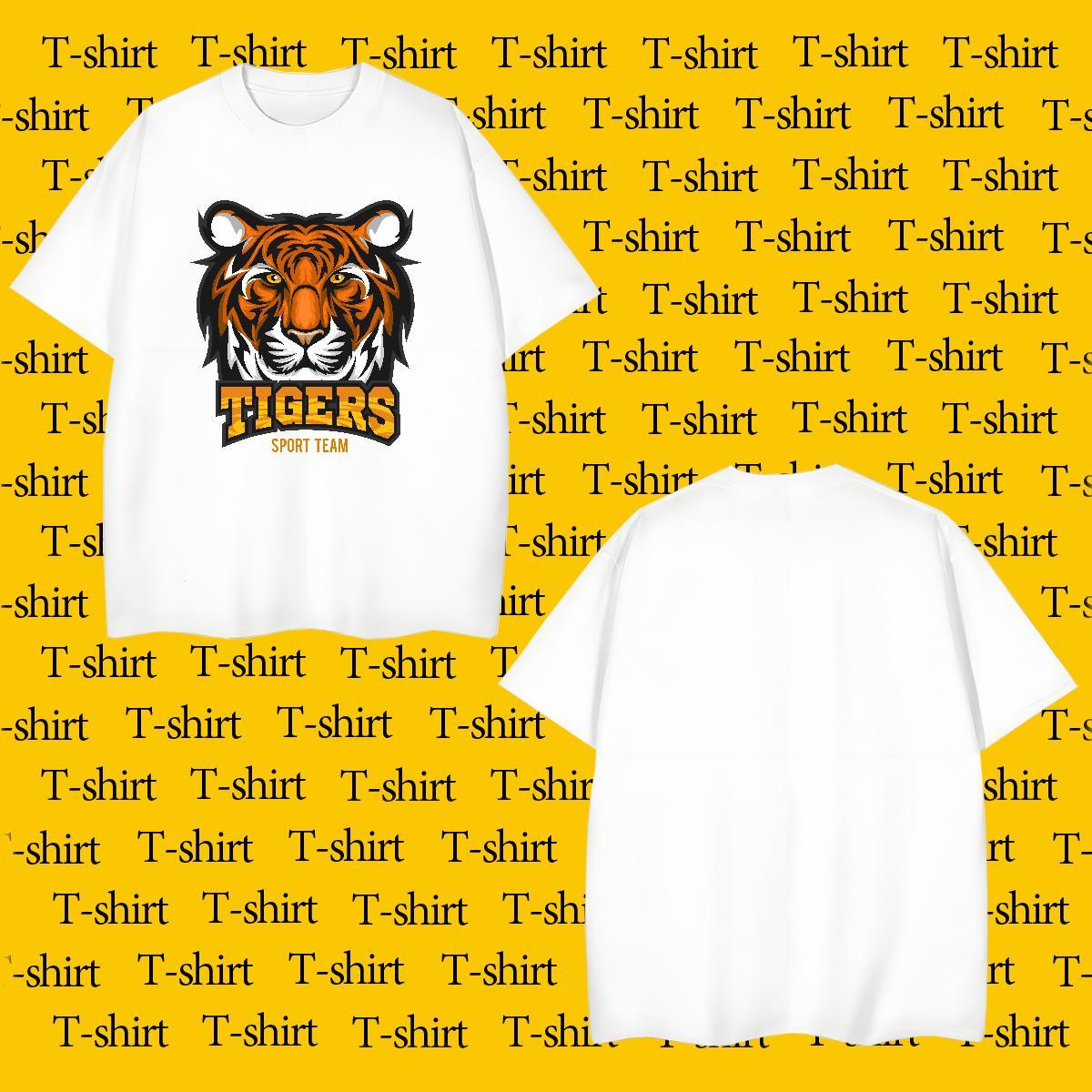 Factory Direct Men Tops Tees tiger Sports Casual 100% Cotton 230g Clothes Breathable Short Sleeve Free Shipping Men T Shirts DIY Logo Oversized