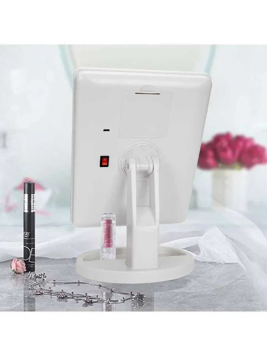 16 LED Makeup Mirror Table Type Single Side Portable Desktop Beauty Mirror Student Dormitory with Light Makeup Rotating Storage Y240819