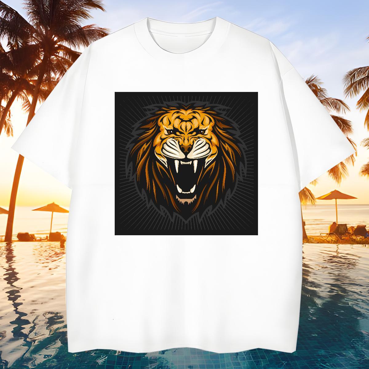 Cool T-Shirts for Men lion Breathable Casual Daily Wear Custom Print Oversized 230g 100% Cotton Men Tees Brand Tees Shirts