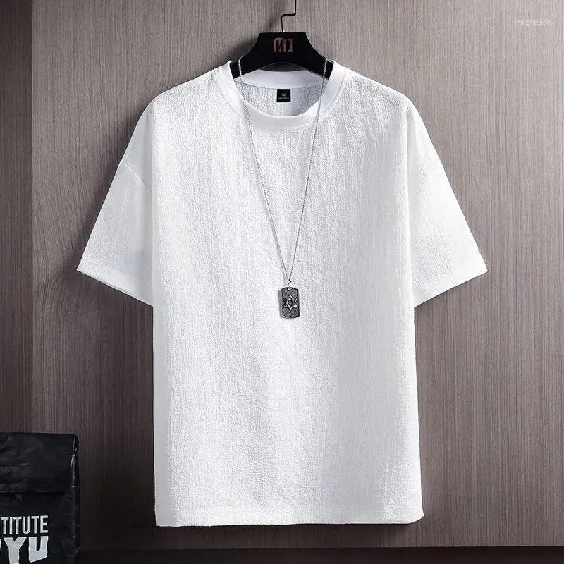 Men's T Shirts Arrival Cross-border Direct Supply Half Sleeve T-shirt Cotton Linen Blend Short Solid Color Fit Base Layer Top