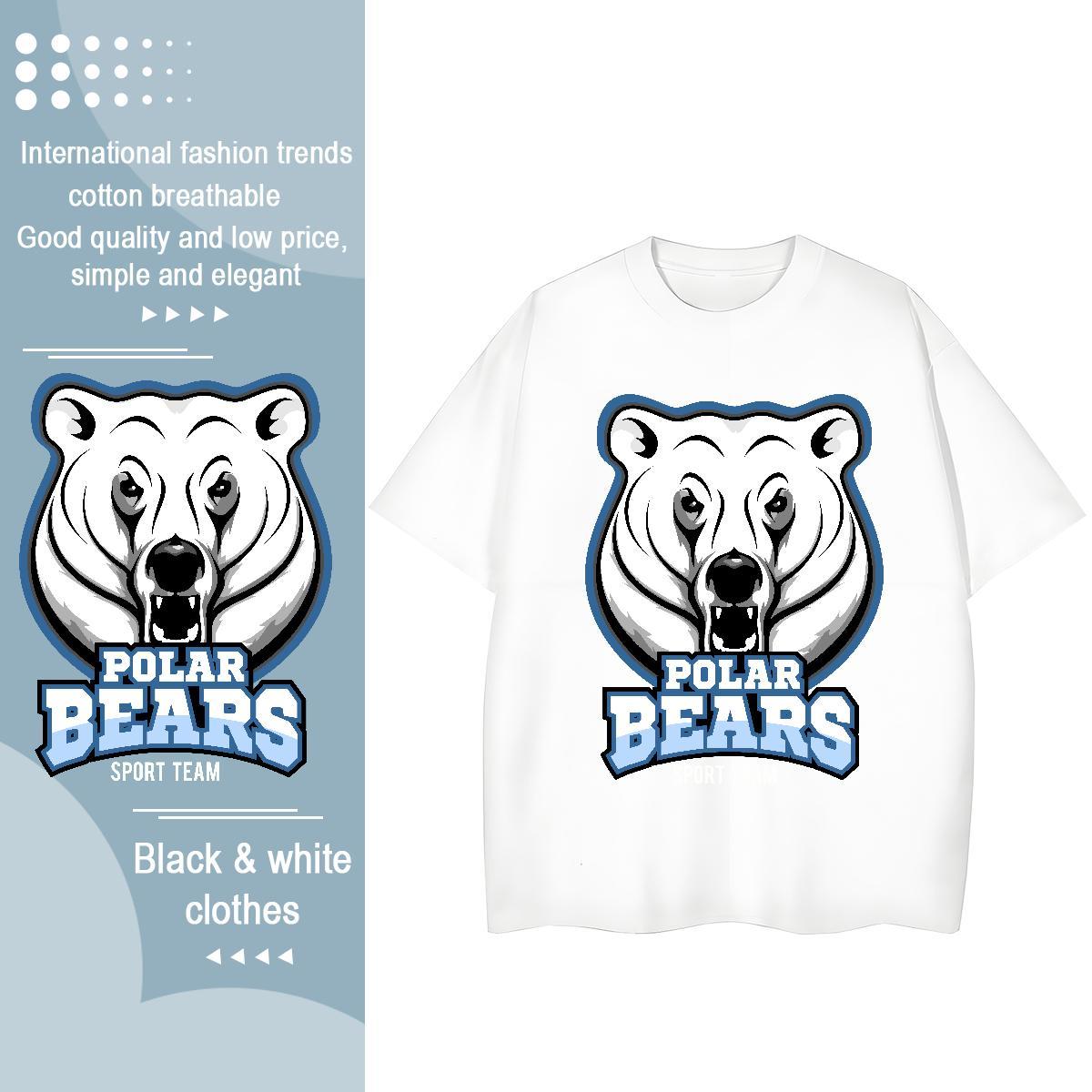 Loose Fit T-Shirts bear Crew Neck Breathable Summer Casual Graphic 230g Cotton Men Clothes T-Shirt Stylist Top Tees